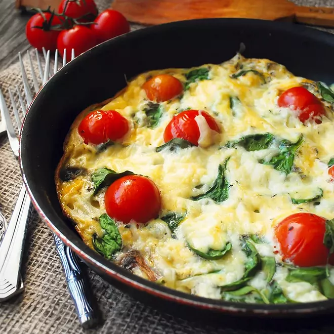 Omelette Épinards – Tomates Cerises