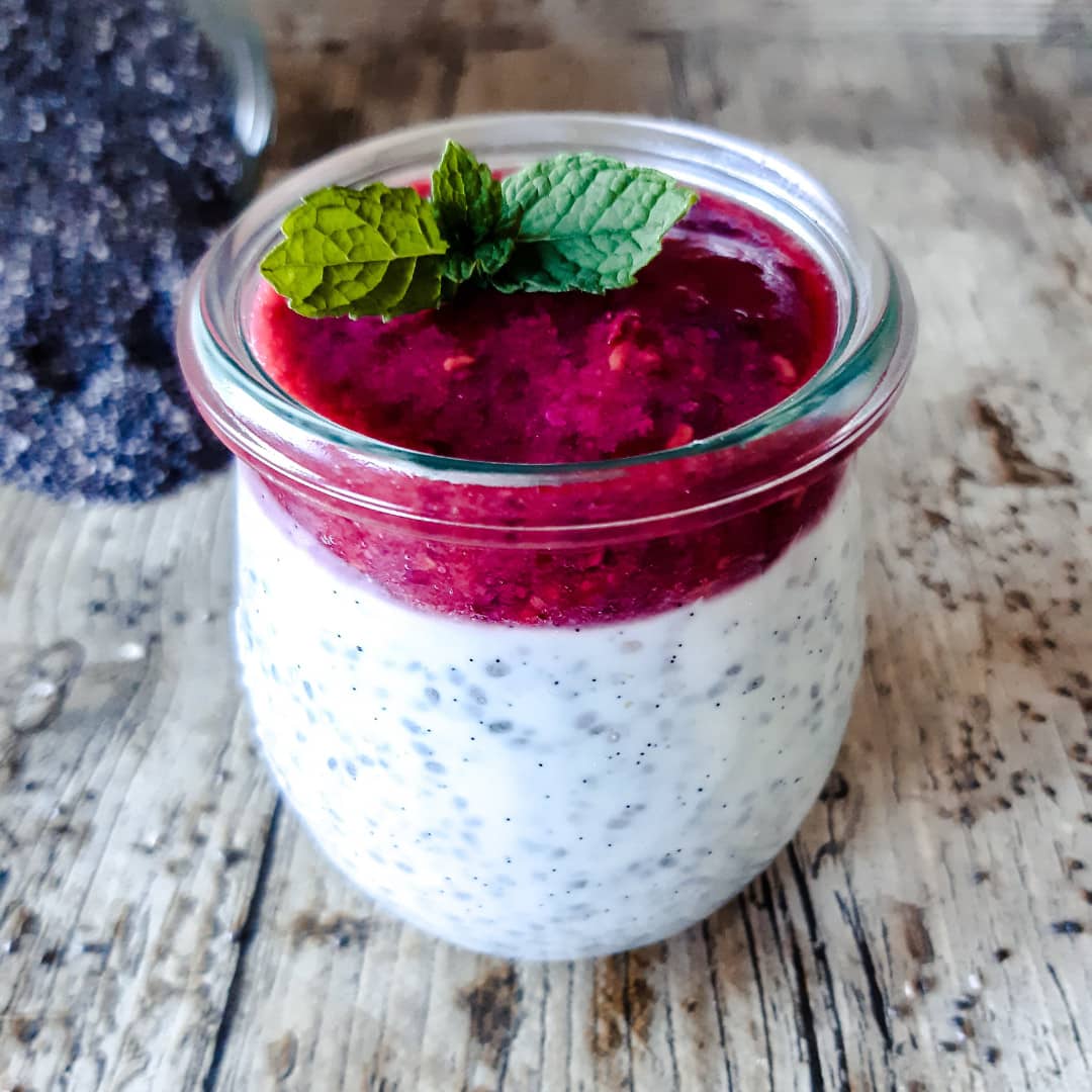 Pudding Chia – Lait d’Amande – Framboises